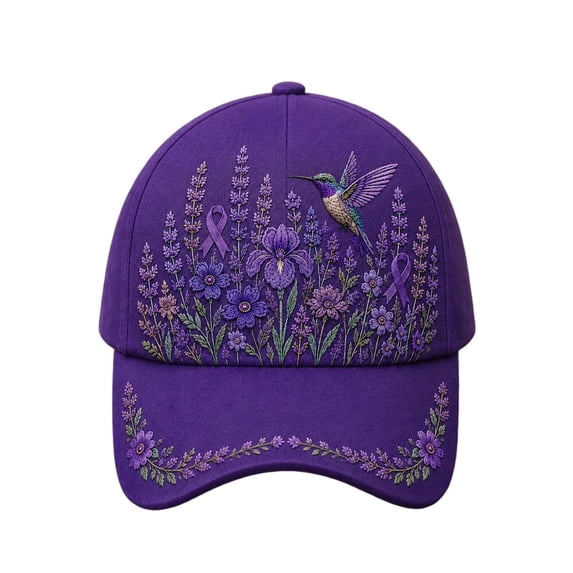 Womens Mens Alzheimers Awareness Cap Purple Ribbon Alzheimer'S Awareness Support Baseball Cap Unisex Floral & Hummingbird Print Baseball Hat