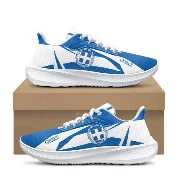 Womens Mens Anti-Slip Mesh Running Shoes Greece Flag Design Air Cushion Sneakers Breathable Sports Walking Tennis