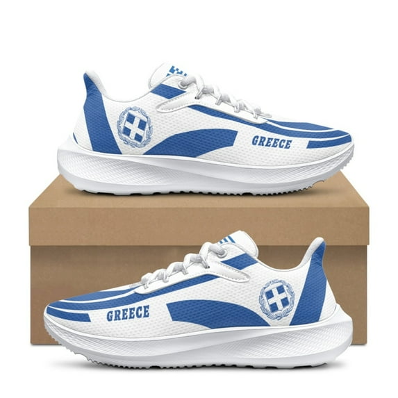 Womens Mens Anti-Slip Mesh Running Shoes Greece Flag Design Air Cushion Sneakers Breathable Sports Walking Tennis