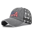 thumbnail image 1 of Womens Mens Baseball Cap USA Letter Embroidery Washed Cotton Breathable Mesh Side Adjustable Fit Baseball Cap Trucker Hat Hip-Hop Hat Sun Hat 4th of July Accessories, 1 of 3