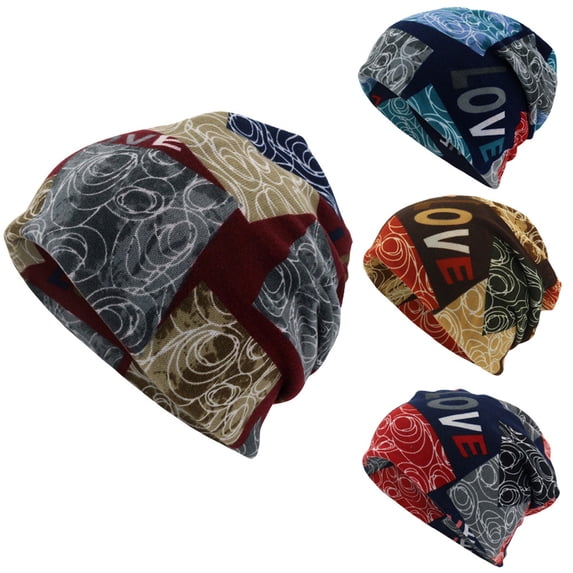 Womens Mens Beanie BWASD Casual Knit Slouchy Stretchy Soft Warm Beanie Letter Print for Hiking Camping Workout Khaki Skull Caps Casual Outdoor Outfit One Size