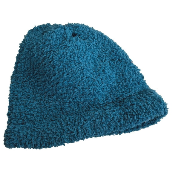 Womens & Mens Blue Teal Fuzzy Soft Sherpa Cap Hat Beanie
