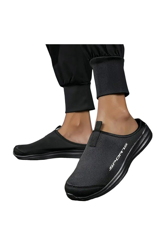 Womens Mens Breathable Mesh Slip on Mules Walking Sneakers Open Back Knit Non Slip Flats Shoes