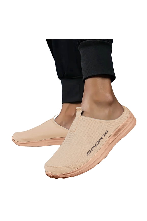 Womens Mens Breathable Mesh Slip on Mules Walking Sneakers Open Back Knit Non Slip Flats Shoes
