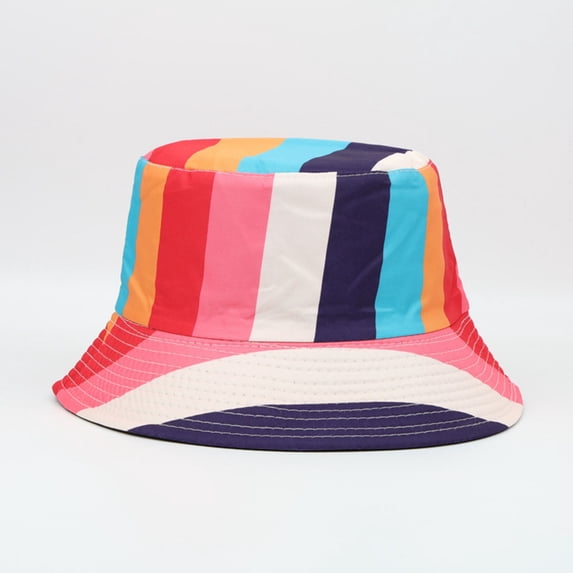 Womens & Mens Bucket-Hats Summer UV Protection Fisherman Cap Unisex Trendy Color-Block Beach Hat