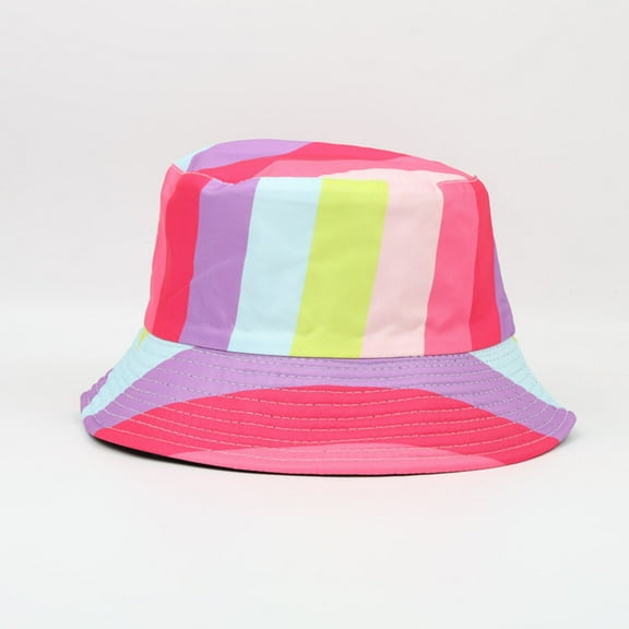 Womens & Mens Bucket-Hats Summer UV Protection Fisherman Cap Unisex Trendy Color-Block Beach Hat