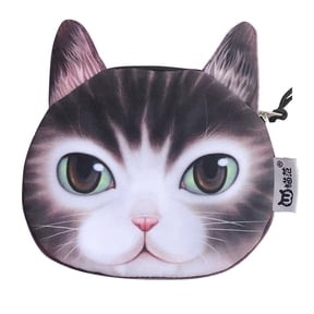 Womens Mens Cartoon Cute Animal Face Hand Bags with Zipper Closure Small Coin Money Purse Wallet