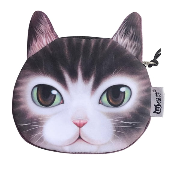 Womens Mens Cartoon Cute Animal Face Hand Bags with Zipper Closure Small Coin Money Purse Wallet