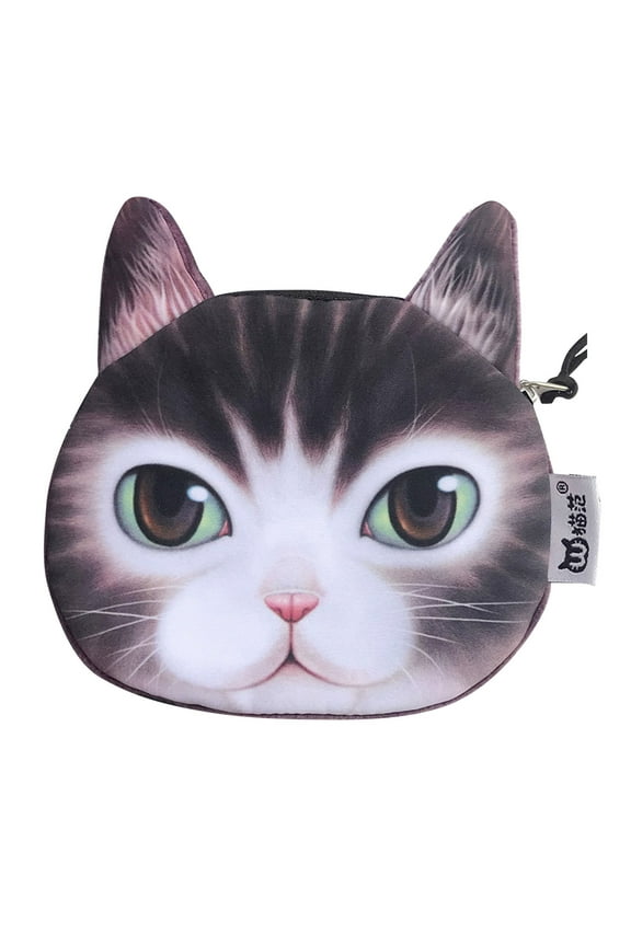 Womens Mens Cartoon Cute Animal Face Hand Bags with Zipper Closure Small Coin Money Purse Wallet