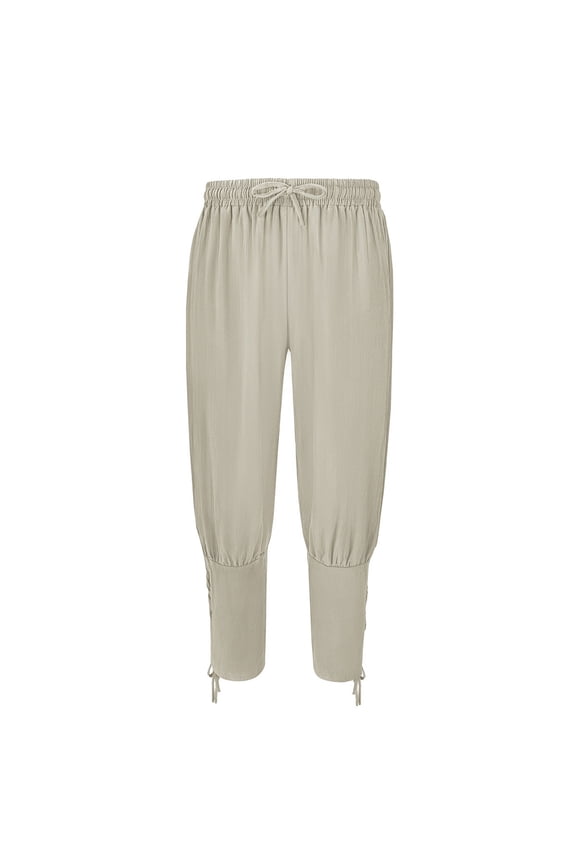 Womens Mens Cotton Linen Joggers Vintage Ankle Banded Pants Renaissance Pirate Medieval Costumes