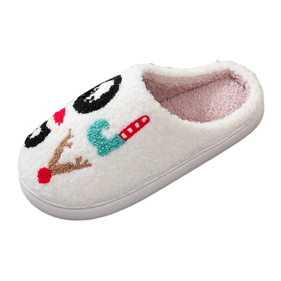 Womens Mens Cute Cartoon Christmas House Slippers Plush Bedroom Slide Shoes Non Slip Indoor Slippers