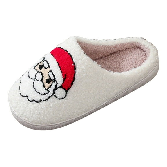 Womens Mens Cute Cartoon Christmas House Slippers Plush Bedroom Slide Shoes Non Slip Indoor Slippers