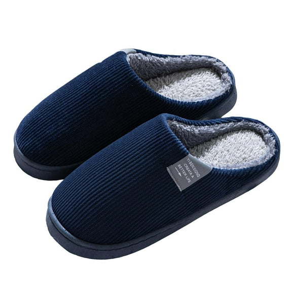 Womens Mens Fuzzy Slippers Memory Foam Slip on Cozy Scuff Home Bedroom Shoes Nonslip Soft Plush Slides Shoes Navy 8