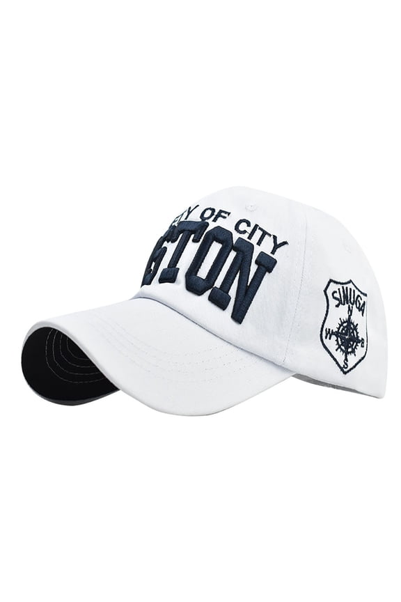 Womens Mens Hats Unisex Distressed Denim Embroidered Letter Adjustable Baseball Cap Sun Hats for Women White One Size