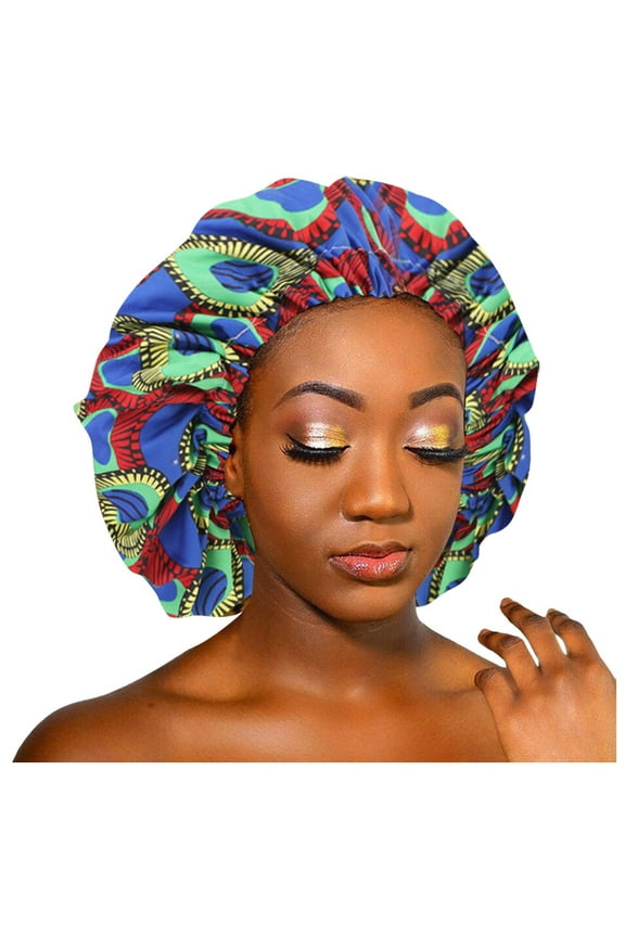 Womens Mens Hats Women's Large Size Printed Satin Lined Sleep Bonnet Cap Sun Hats for Women Blue One Size