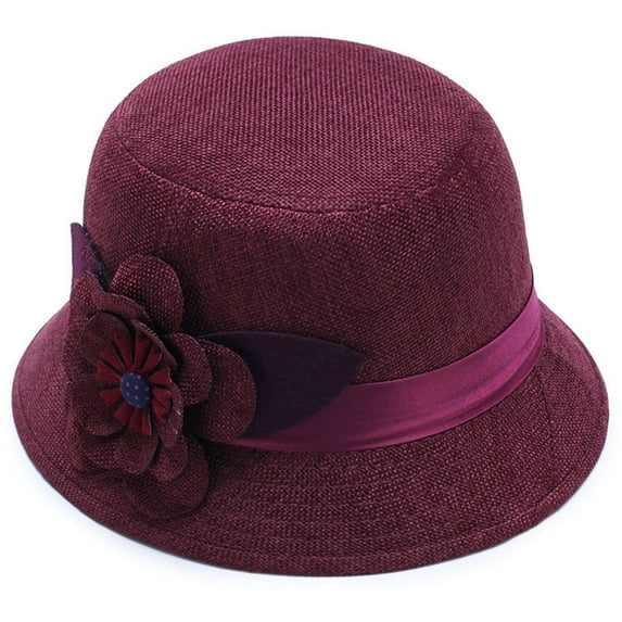 Womens Mens Hats Women's Linen Breathable Big Flower Princess Sunshade Hat Sun Hats for Women Red One Size