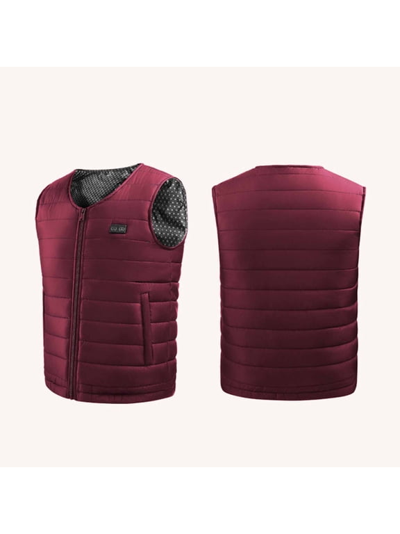 Womens and Mens Heated Vest Unisex Zipper Press 2 Control Heating Jacket Heated USB Charging Version Solid Color Vest Tops Winter Warm Vest Tops Thermal Trendy Jackets Zip Up Vest Tops