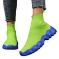 thumbnail image 1 of Womens Mens High Top Fashion Sneakers Slip on Socks Shoes Casual Comfortable Knitted Chunky Walking Shoes, 1 of 5