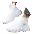 thumbnail image 1 of Womens Mens High Top Fashion Sneakers Slip on Socks Shoes Casual Comfortable Knitted Chunky Walking Shoes, 1 of 5
