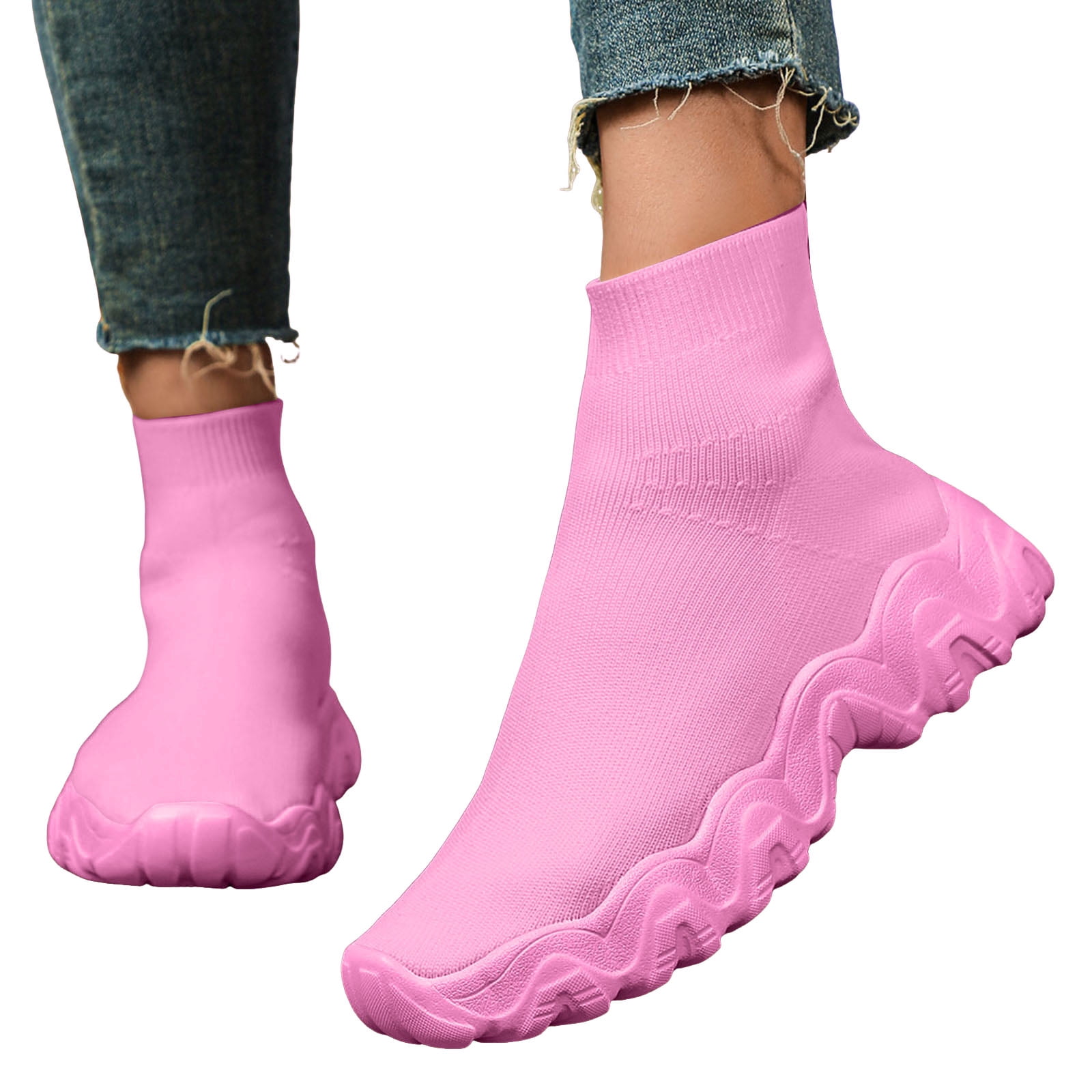 Womens Mens High Top Fashion Sneakers Slip on Socks Shoes Casual 