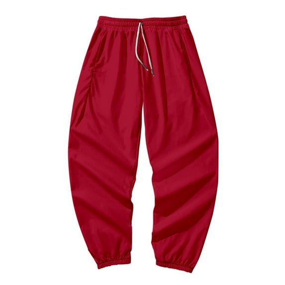 Womens Mens High Waisted Sweatpants Baggy Unisex Athletic Jogger Pants Cinch Bottom Drawstring Joggers with Pockets