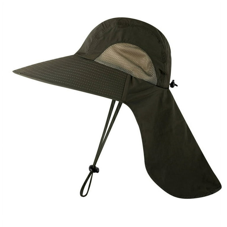 Hiking Fishing Hat Waterproof Nylon Wide Brim Hat With Large Neck Cap Upf  50+ Sun Protection Hat (beige)