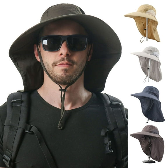 Womens Mens Hiking Fishing Hat with Neck Flap,UPF 50+ UV Protective Sun Hats,Wide Brim Beach Hat for Women&Men