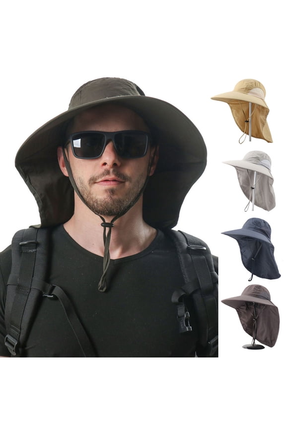Womens Mens Hiking Fishing Hat with Neck Flap,UPF 50+ UV Protective Sun Hats,Wide Brim Beach Hat for Women&Men