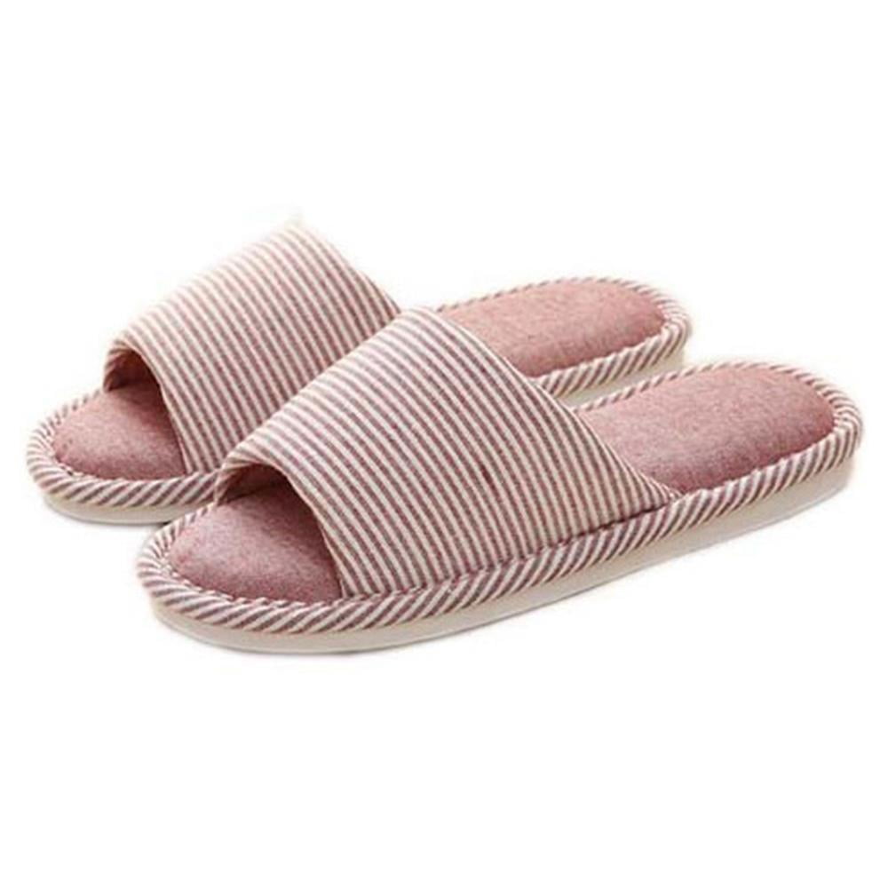 Fantadool Open Toe Cotton Linen Slippers Men Women Comfy Indoor House Spring Summer Anti-Slip Slippers, Adult Unisex, Size: 9.5/10, Beige