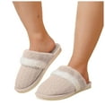 thumbnail image 1 of Womens Mens Knit Fuzzy Slippers Winter Warm Cozy Memory Foam House Shoes Knitted Indoor and Outdoor Bedroom Plush Slip on Slides, 1 of 6