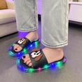 thumbnail image 1 of Womens Mens Light Up Slippers For Women, Sensor Glow Sandals Cute Cartoon Eyes, Motion Sensor LED Slides, for Adults (Black,6), 1 of 8