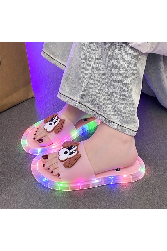 Womens Mens Light Up Slippers For Women, Sensor Glow Sandals Cute Cartoon Eyes, Motion Sensor LED Slides, for Adults (Pink,8)