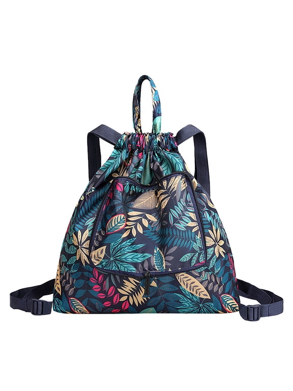 Womens Mens Lightweight Drawstring Backpack Sports Gym Bag Waterproof Foldable Large Capacity Sackpack