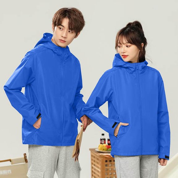 Womens And Mens Long Sleeve Mountaineering Suit Water Proof Workwear Jacket Solid Color Windbreaker Couple Windbreaker Windbreaker Athletic plus Size Coat plus Size Windbreakers for Women Sweater