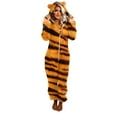 thumbnail image 1 of Womens & Mens Onesie Winter Fleece Pajamas Unisex Adult Leopard Onesie Hoody Pajamas Zipper Up Long Sleeve Plush Jumpsuit, 1 of 5
