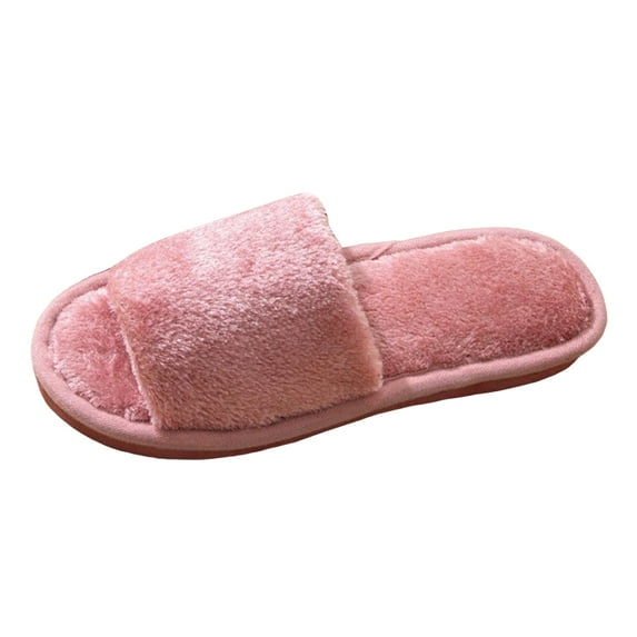 Womens Mens Open Toe Fuzzy Slippers for Guest Hotel Spa Travel Memory Foam House Shoes Winter Warm Ladies Home Slip on