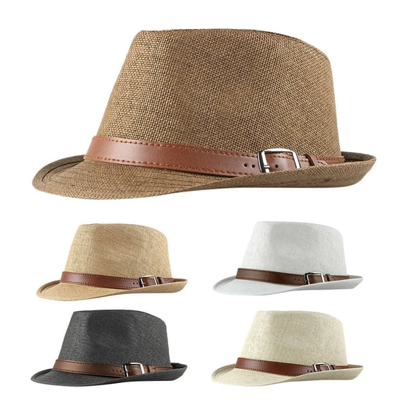 Womens Mens Panama Hat LSQii Casual Retro Pure Color Sun Cap UV Protect Cooling or Beach, Travel and Everyday Beige Summer Roll Up Wide Short Straw Fedora Hat
