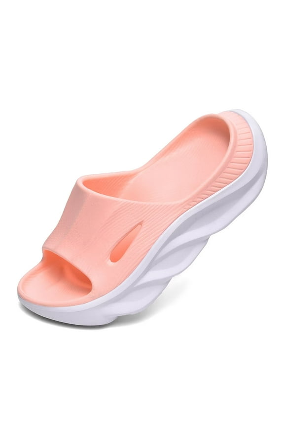 Womens Mens Recovery Slides with Comfortable Plantar Fasciitis Arch Support Ladies Orthotic Open Toe Unisex Orthotic Walking Thick Cushion Sport Sandals Reduces Stress on Feet
