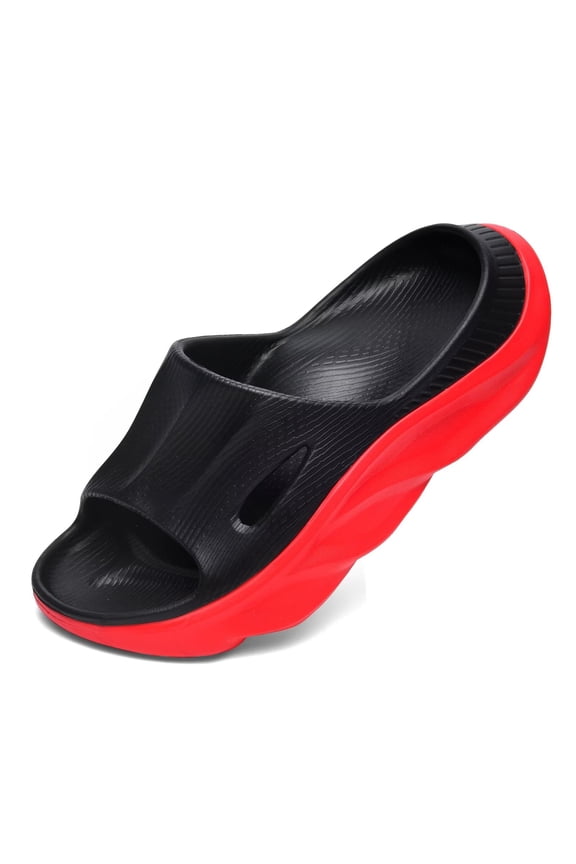 Womens Mens Recovery Slides with Comfortable Plantar Fasciitis Arch Support Ladies Orthotic Open Toe Unisex Orthotic Walking Thick Cushion Sport Sandals Reduces Stress on Feet