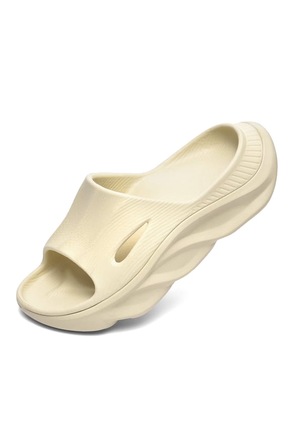 Womens Mens Recovery Slides with Comfortable Plantar Fasciitis Arch Support Ladies Orthotic Open Toe Unisex Orthotic Walking Thick Cushion Sport Sandals Reduces Stress on Feet