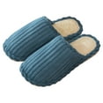 thumbnail image 1 of Womens Mens Scuff Slippers Casual Corduroy House Shoes Furry Lined Indoor Slip on Winter Warm Slides Blue Size 8, 1 of 4