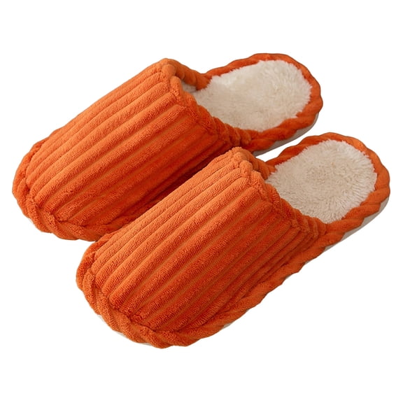 Womens Mens Scuff Slippers Casual Corduroy House Shoes Furry Lined Indoor Slip on Winter Warm Slides Watermelon Red Size 8