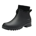 thumbnail image 1 of Womens Mens Slip On Fleece Lined Ankle Rain Boots Winter Warm Waterproof Platform Non Slip Work Shoes, 1 of 4