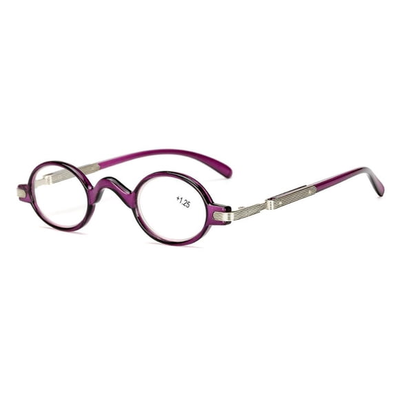 Womens Mens Small Round Reading Glasses 2.0, Purple Steampuck Vintage Readers +2.0
