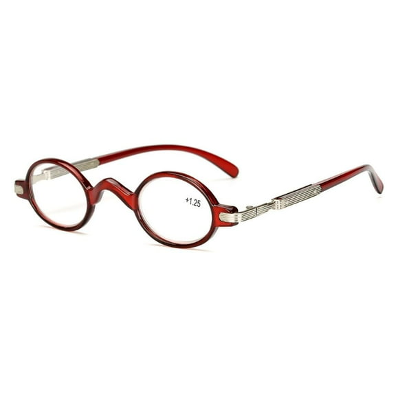 Womens Mens Small Round Reading Glasses 3.5, Red Steampuck Vintage Readers  3.5