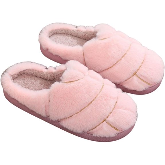 Womens Mens Solid Color Slippers Memory Foam Plush Concha Slippers Lining Warm Soft Cozy Home Slipper Outdoor Indoor House Shoes