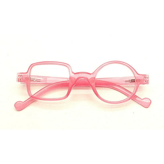 Womens Mens Square Round Reading Glasses 1.5, Pink Designer Spring Hinge Readers +1.50