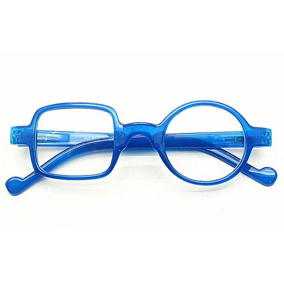 Womens Mens Square Round Reading Glasses 2.5, Blue Designer Spring Hinge Readers +2.50