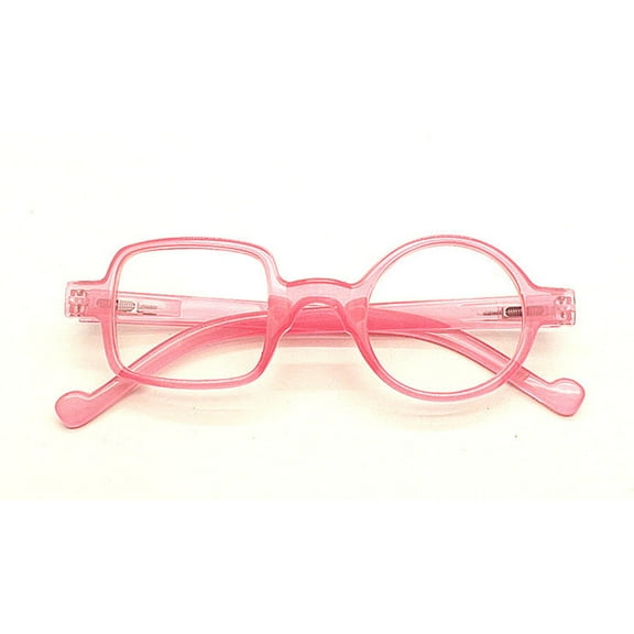 Womens Mens Square Round Reading Glasses 2.5, Pink Designer Spring Hinge Readers +2.50