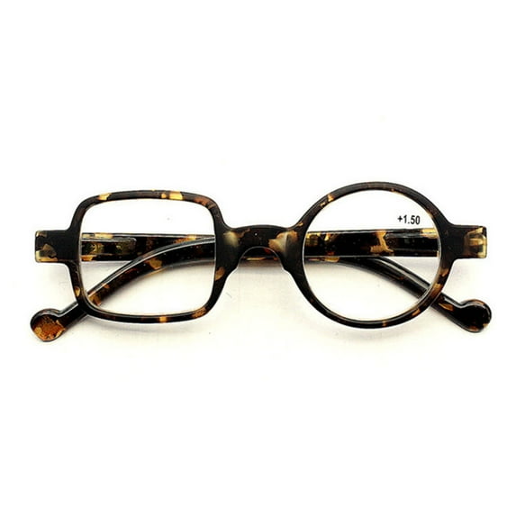 Womens Mens Square Round Reading Glasses 2.5, Tortoise Designer Spring Hinge Readers +2.50